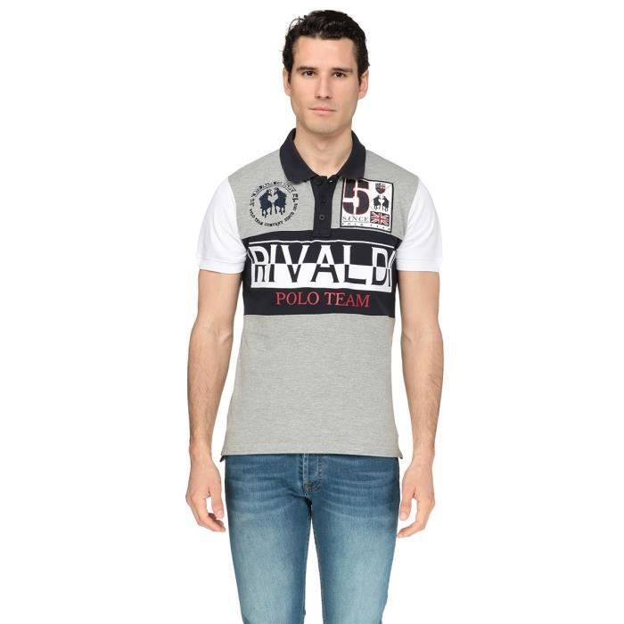 RIVALDI Polo Pokalinl Homme Gris chiné et blanc - Cdiscount Prêt-à-Porter