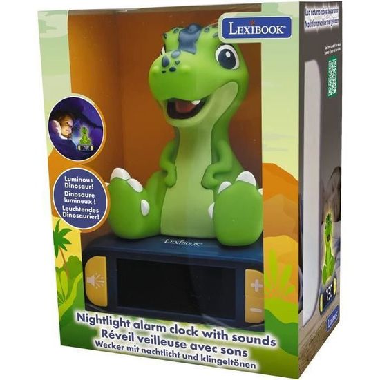 Réveil Enfant Dinosaure Avec Veilleuse - Lumière Colorée, Snooze, Rechargeable USB - Cadeau Garçons/Filles