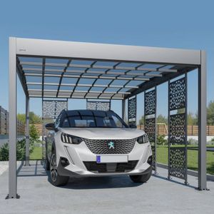 CARPORT Carport métal - TRIGANO - LIBECCIO 5 - Gris anthracite - Brises vues - 16,60 m²