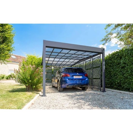 Tente garage carport dim. 6L x 3,6l x 2,75H m acier galvanisé robuste PE  haute densité 195 g/m² imperméable anti-UV blanc gris