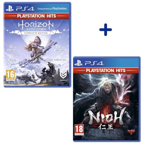 Pack 2 Jeux PS4 PlayStation Hits : Horizon Zero Dawn Complete Edition + Nioh