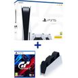 Pack PS5 Standard : Console PS5 Standard + 2ème Manette DualSense Blanche + Gran Turismo 7 + Station de Charge pour DualSense-0