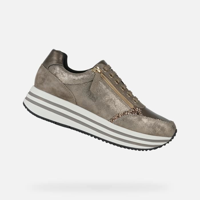 Geox Tennis Baskets basses D KENCY Femme BEIGE FONC Cdiscount