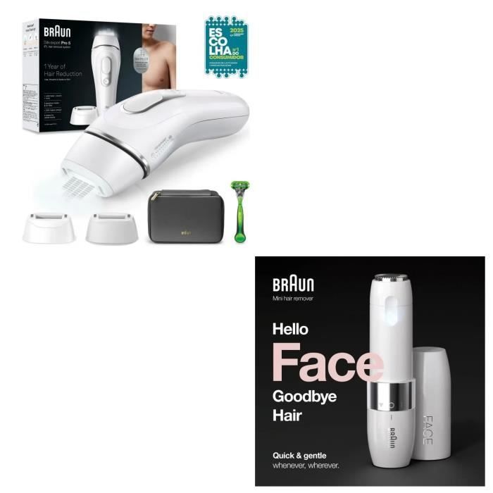 BRAUN Épilateur IPL PL5145 + BRAUN Mini-rasoir visage FS1000