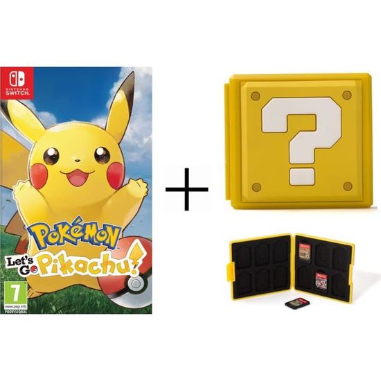 Pokémon : Let's go, Pikachu + Boîtier pour jeux Switch - Question Block Jaune