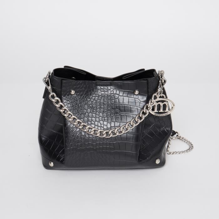 MANOUKIAN Sac à Main Shilo Effet Croco Noir Femme