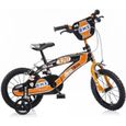 DINOBIKES Vélo BMX Enfant garçon - 14'' - 4/7 ans - Noir et orange-0