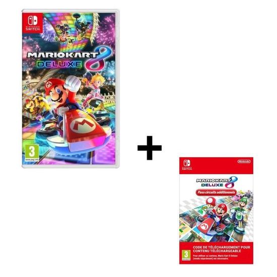 Pack : Mario Kart 8 Deluxe Jeu Switch + Code de téléchargement extension DLC Circuits additionnels