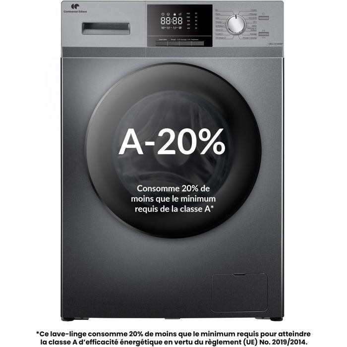 Lave linge hublot CONTINENTAL EDISON CELL12140ISP 12kg Induction 60 cm 1400 trsmin