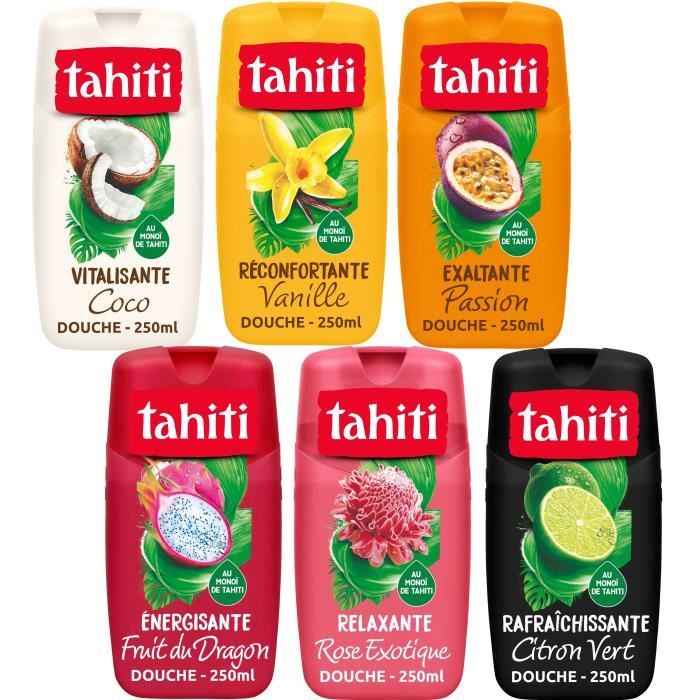 TAHITI Panaché monoï 100 naturel Gel douche Coco, Citron Vert, Rose