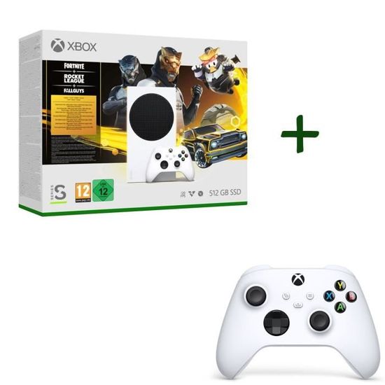 Xbox Series S - Edition Chasseur Doré - 512Go + 2ème manette Xbox Series sans fil nouvelle génération - Robot White (Blanc)