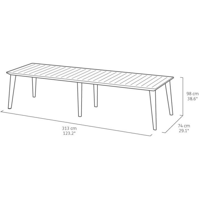 Table de jardin - rectangulaire - blanc - en résine - 8 à 10