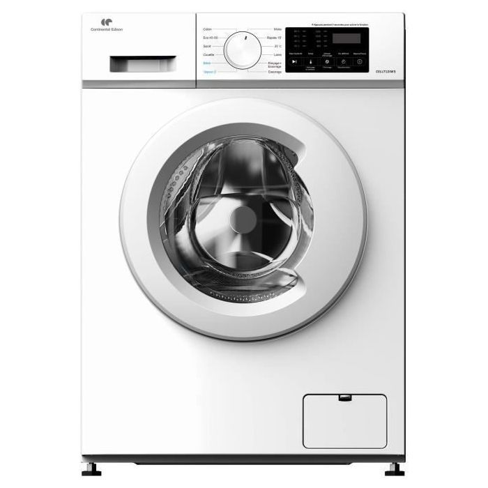 Lave linge hublot CONTINENTAL EDISON CELL712IW3 7 kg Induction 60 cm 1200 trsmin