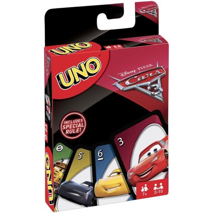 Jeu de Cartes UNO Cars 3 MATTEL GAMES Règle spéciale et 4 cartes Action supplémentaires