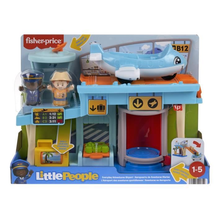 Aéroport jouet Little People - FISHER PRICE - Coffret Aventures à l’Aéroport - Dès 12 mois - 2 personnages inclus