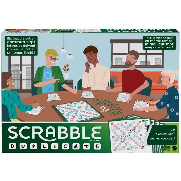 Mattel Games - Scrabble Duplicate - Jeu de société et de lettres - 2 à 6 joueurs - Dès 10 ans