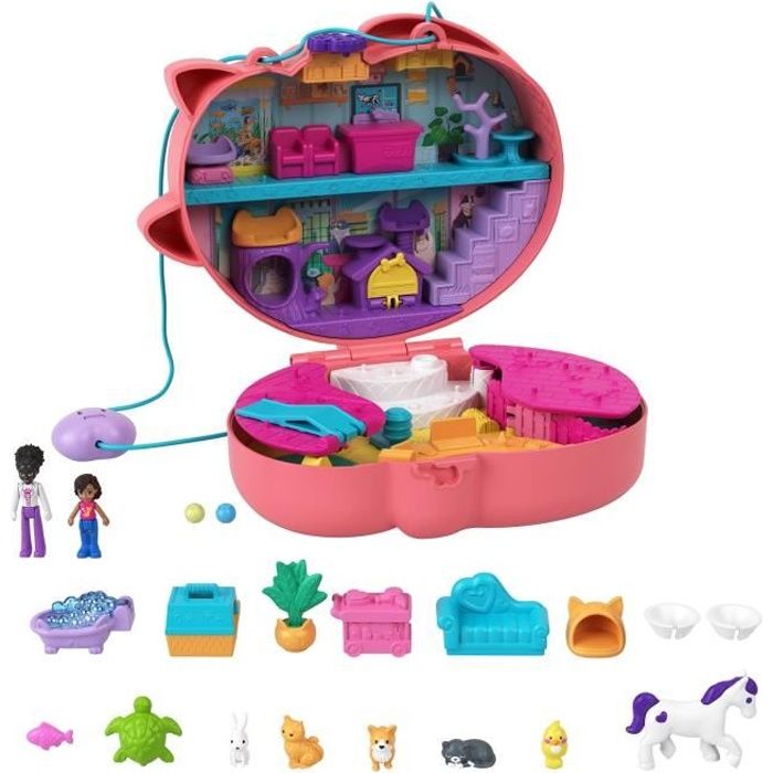 Polly Pocket - Sac Chat Calin Surprises - poupée mini-univers - Mixte - Multicolore - 21 pièces - 4