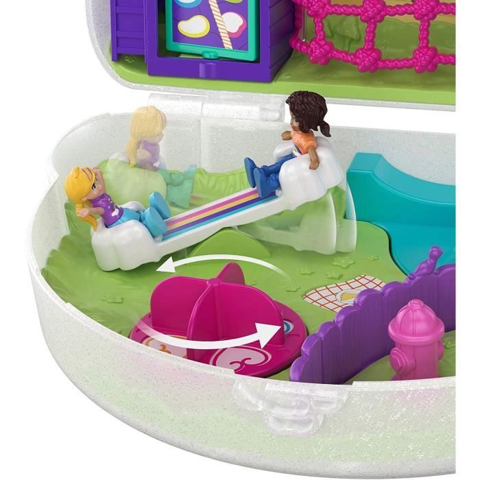 Coffret Polly Pocket Parc D'attractions Arc-en-ciel - Avec Figurines Polly, Shani Et Licornes - 30 Accessoires