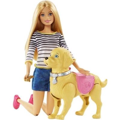 Barbie Famille poupée blonde Naissance des Chiots avec chien articu