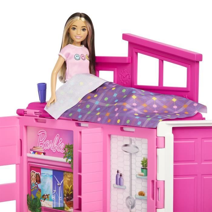 Barbie Maison de vacances Coffret et poupee 4 zones et 11 accessoires HRJ77 Cdiscount Jeux Jouets