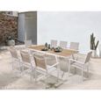 Ensemble repas de jardin - Aluminium - Table 200 cm et 4 fauteuils - Blanc-0