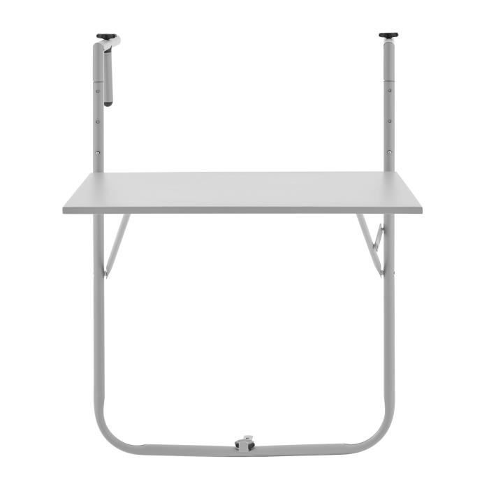 Ensemble repas balcon - plateau table et lot de 2 chaises - Acier - Gris