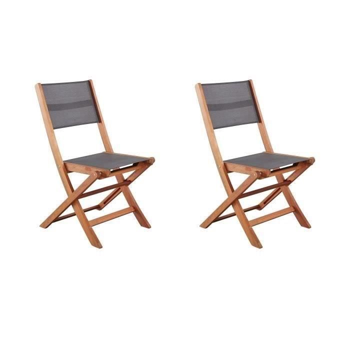 Ensemble repas de jardin carré extensible 100/140x140cm Acacia et 6 chaises pliantes bois textilène