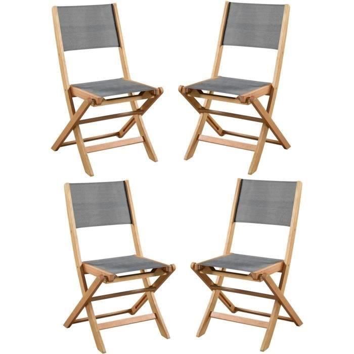 Ensemble repas de jardin carré extensible 100/140x140cm Acacia et 8 chaises pliantes bois textilène