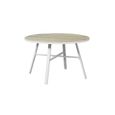 Ensemble repas de jardin table ronde Diam. 120cm et 4 fauteuils - Aluminium Blanc-1
