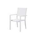 Ensemble repas de jardin table ronde Diam. 120cm et 4 fauteuils - Aluminium Blanc-2