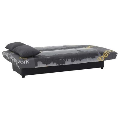 Canapé Clic-Clac 3 Places MILA - Tissu Coton Bleu Canard, 190x92 Cm | Style Contemporain, Convertible En Lit | Livraison RDV - 14