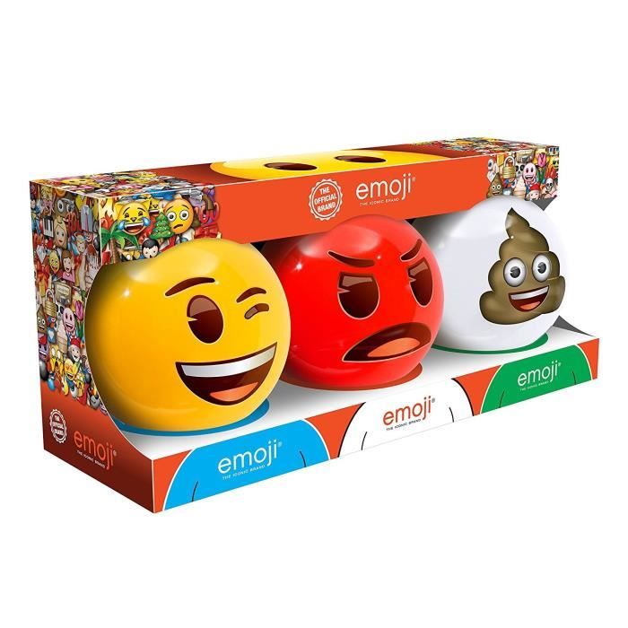 EMOJI Lot de 3 Dodgeballs Ø 10 cm Jaune, Rouge et Blanc Cdiscount