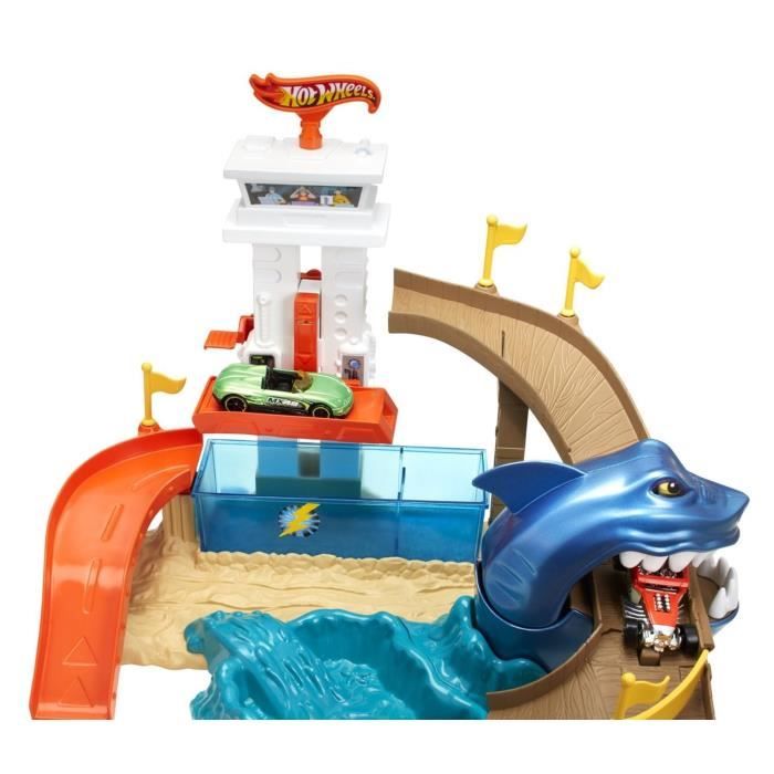 Piste De Course Requin Dinosaure - 6 Voitures + 6 Animaux, Lanceur, Boucle Acrobatique - Jeu Pour Enfants 3 Ans+