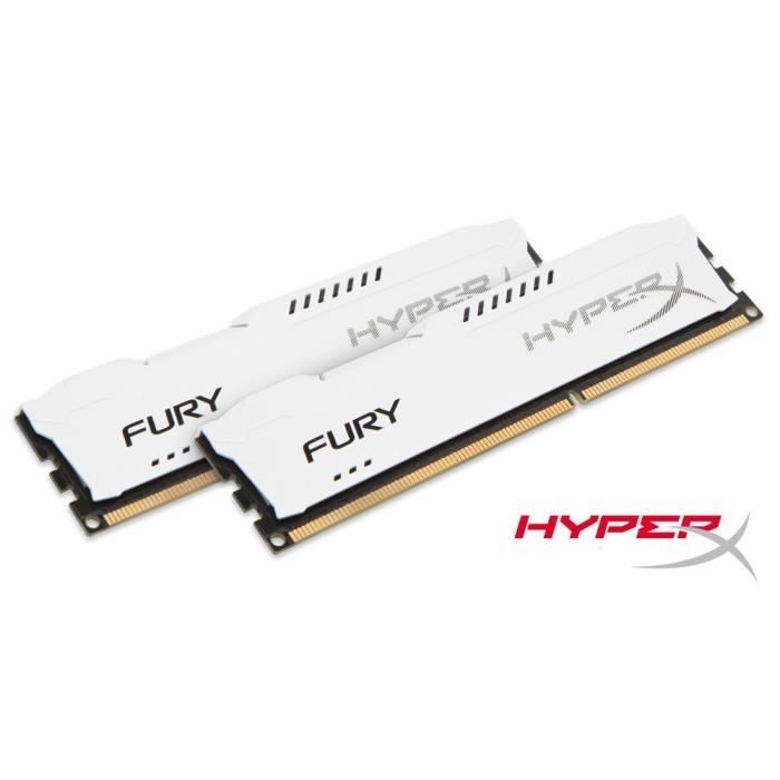 Vente Memoire PC HyperX FURY White 8Go DDR3 1333MHz CL9 DIMM pas cher