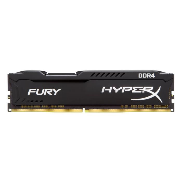 Vente Memoire PC HyperX FURY Black DDR4 8Go (Kit 2x4Go), 2400MHz CL15 288-pin DIMM XMP - HX424C15FBK2/8 pas cher Vente Memoire PC HyperX FURY Black DDR4 8Go (Kit 2x4Go), 2400MHz CL15 288-pin DIMM XMP - HX424C15FBK2/8 pas cher
