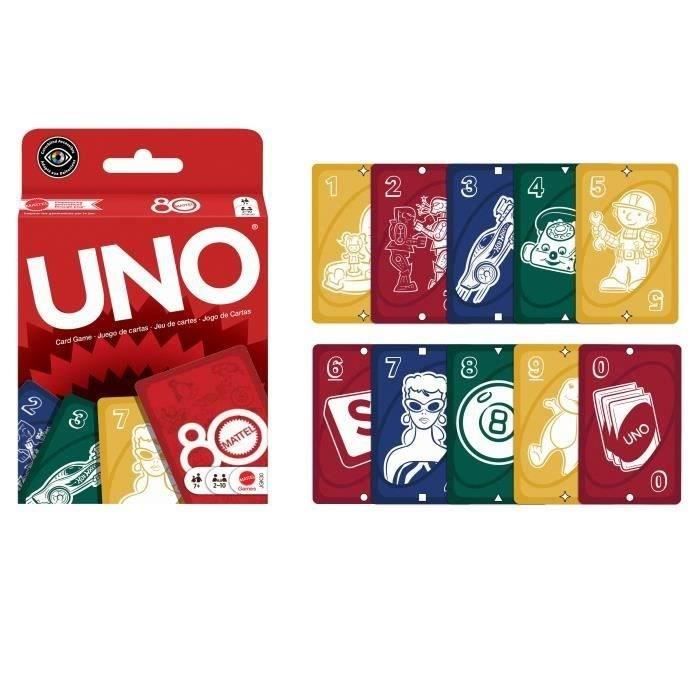 UNO Jeu de cartes Rubis 80ème anniversaire de Mattel Pour toute la famille UNO JGK30