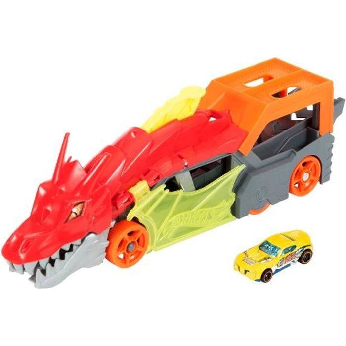 Hot Wheels City - Transporteur Dragon Lanceur 2-en-1 - Camion / Petite voiture - Dès 3 ans - HOT WHEELS