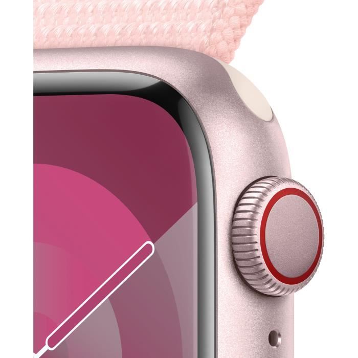 Apple Watch Séries 9 - Boîtier en aluminium rouge - bracelet sport rouge