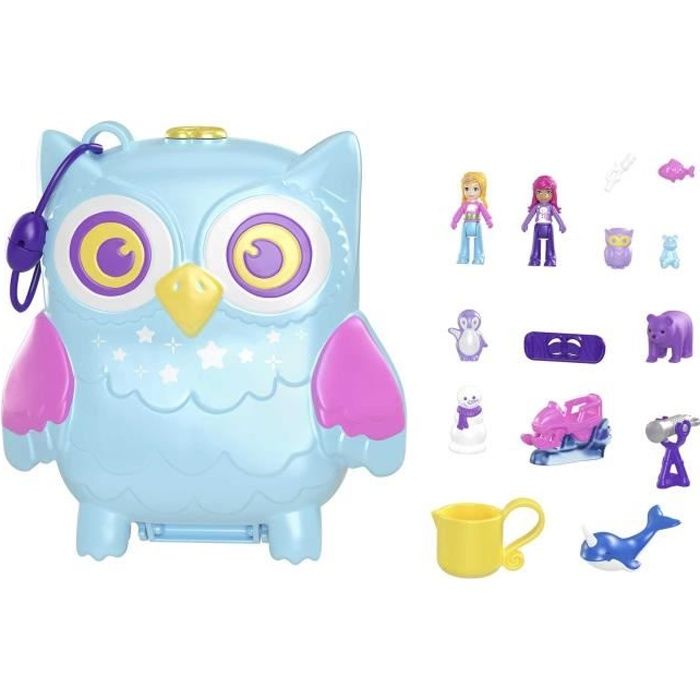 COFFRET HIBOU SOIREE PYJAMA - POLLY POCKET - HKV37 - MINI POUPEE POLLY POCKET COFFRET COMPACT