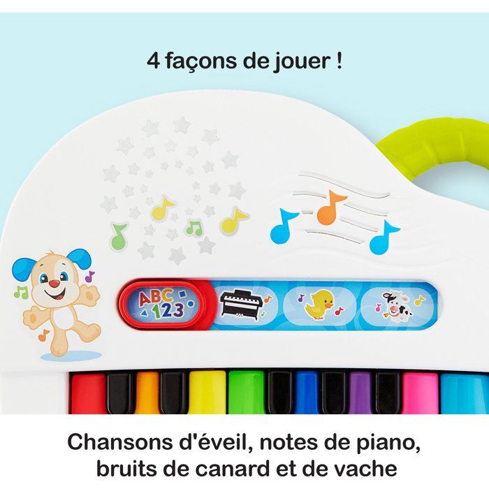 Fisher-Price Mon Piano Rigolo, version italienne, pour bébé dès 6 mois, GFK03