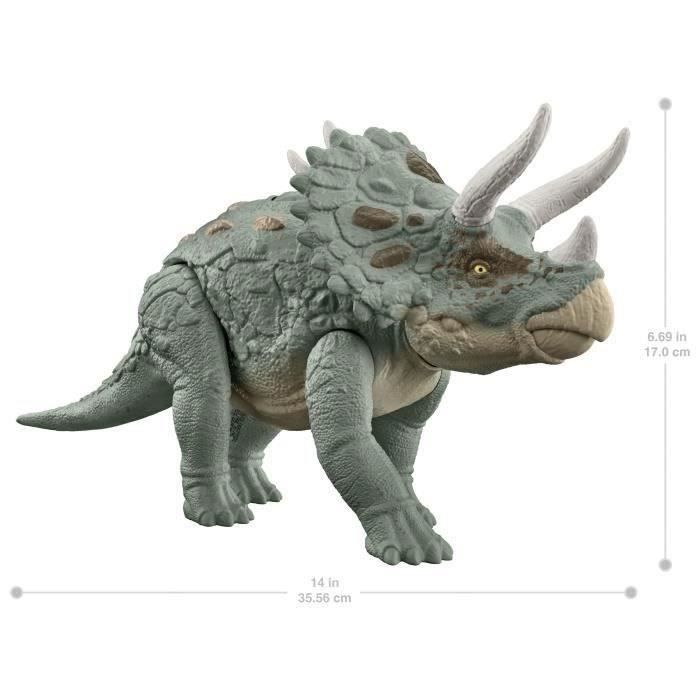 Figurine Jurassic World Tricératops Attaque Rugissante – 33 Cm, Articulée, Avec Code ADN Et Réalité Augmentée