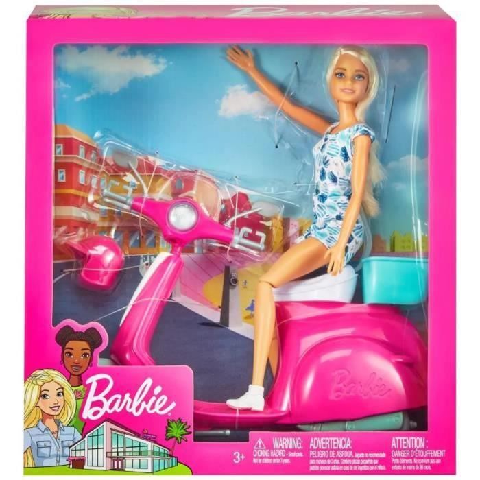 Barbie Barbie et Son Scooter Coffret Poupee Mannequin 3 ans et GBK85 Cdiscount Jeux Jouets