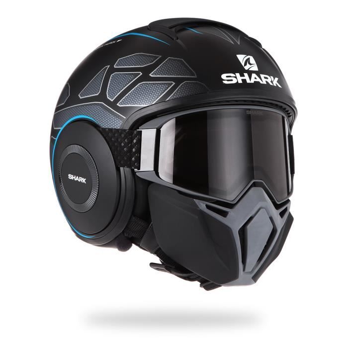 SHARK Casque moto jet Street Drak Hurok - Noir et Bleu - Cdiscount