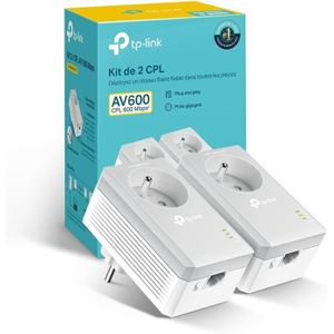 COURANT PORTEUR - CPL CPL 600 Mbps - TP-Link TL-PA4015P KIT - Prise CPL avec 1 Port Ethernet et Prise Intégrée - Boitier CPL Kit de 2