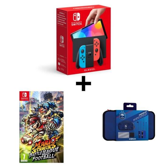 Pack Console Nintendo Switch OLED Néon + Mario Strikers Battle