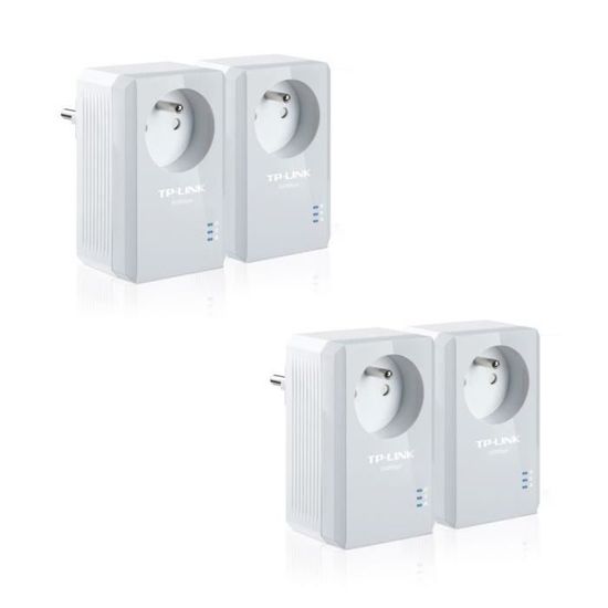TP-Link TL-PA4015P KIT kit de 4 CPL 600 Mbps avec 1 Port Ethernet et Prise Intégrée - Solution idéale pour profiter du service Multi