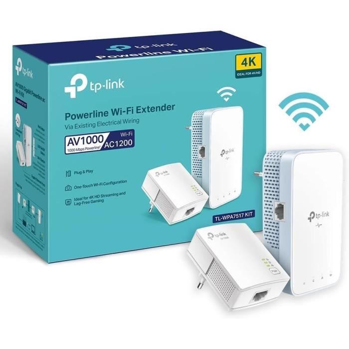 CPL kit 1000Mbps bi-bandes- Tenda PH10 Kit, AV1000 Adapteur wifi, 2 ports  Gigabit, Prise Homeplug AV2, Pack de 2