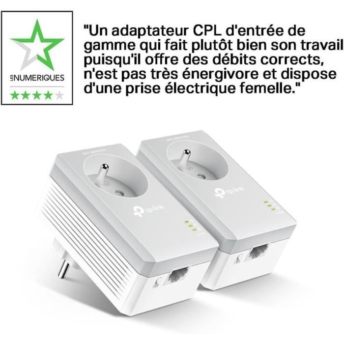 TP-Link CPL WiFi AC 1200 Mbps - CPL 1000 Mbps avec Port Ethernet Gigabit et  Prise Intégrée (Type F), Boitier CPL WiFi Kit de 2 - Solution idéale pour
