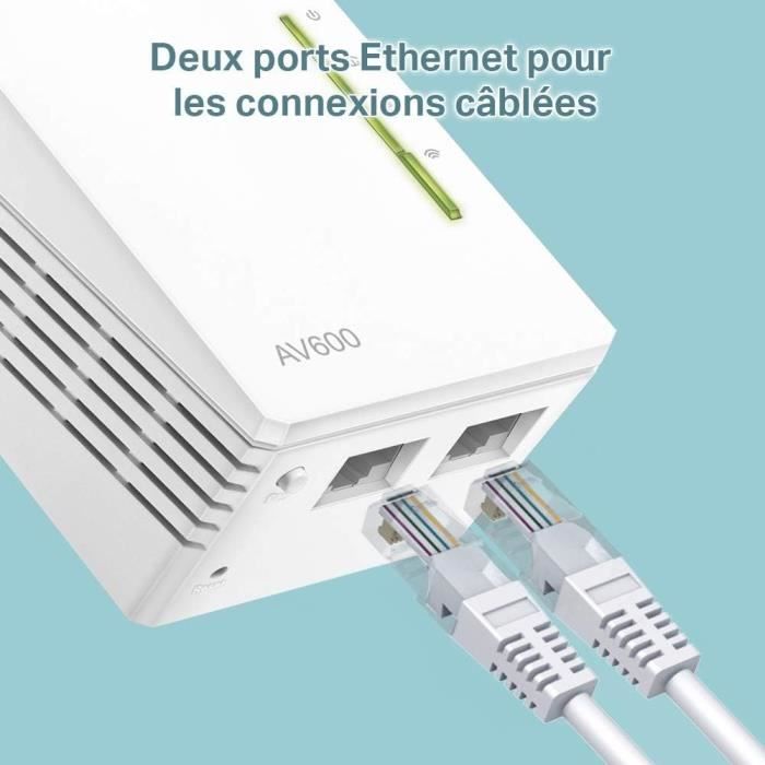 TP-Link CPL 600 Mbps, 1 Port Fast Ethernet, Prise Intégrée Version  Française, Pack de 2 CPL , Compatible avec toutes les Box, Plug and Play,  Idéal