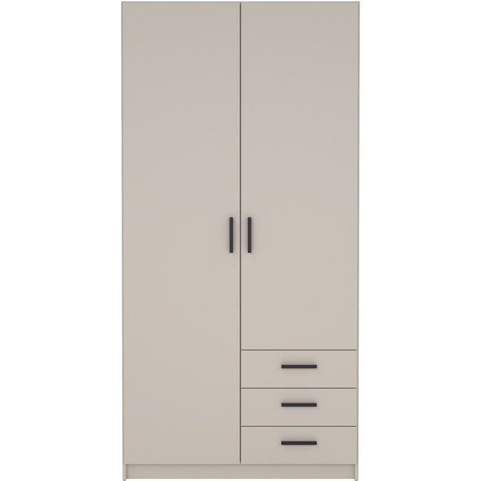 Armoire chambre VEGA Cachemire mat 2 portes 3 tiroirs penderie